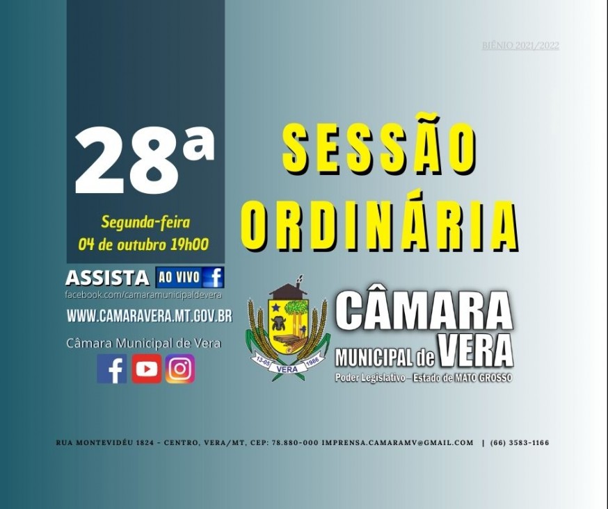 01/10/2021 13:05:00 Veja a Pauta da Próxima Sessão Ordinária