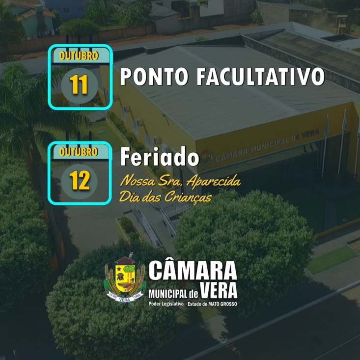 07/10/2021 11:34:00 Presidente decreta Ponto Facultativo em virtude do dia de Nossa Sra. Aparecida