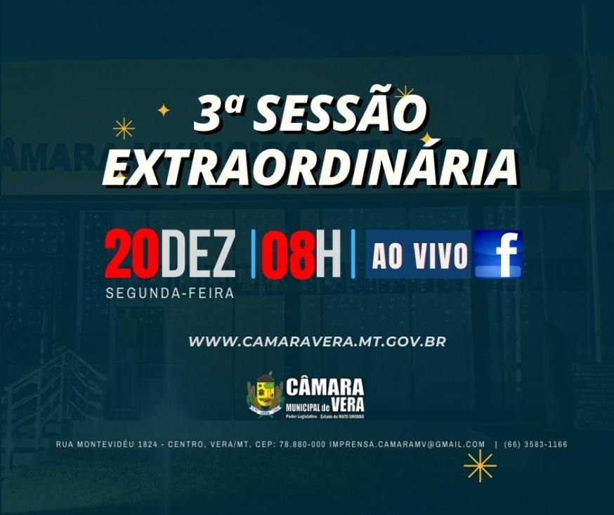 16/12/2021 11:29:00 Veja a Pauta da 3ª Sessão Extraordinária de 2021