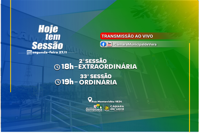 Câmara realiza duas Sessões nesta segunda-feira, veja as Pautas