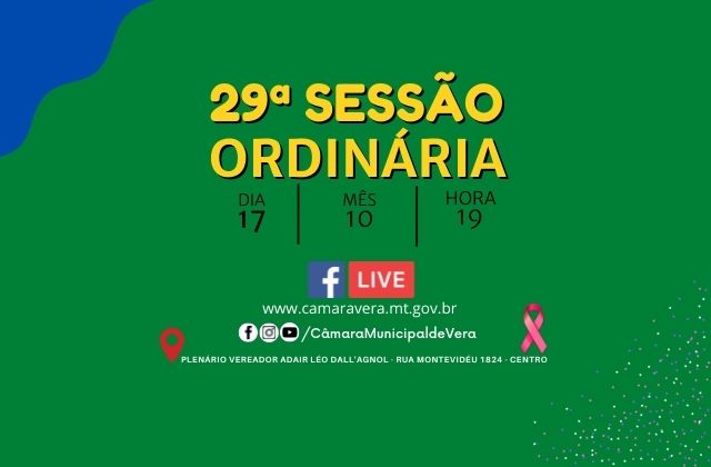 Pauta da 29ª Sessão Ordinária de 2022