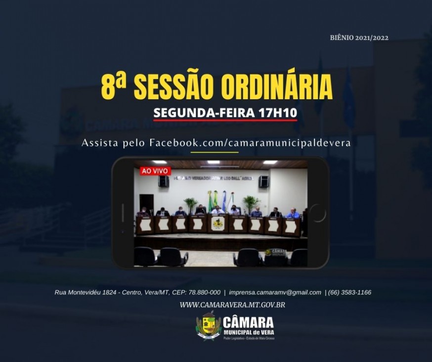 PAUTA PARA A 8ª SESSÃO ORDINÁRIA