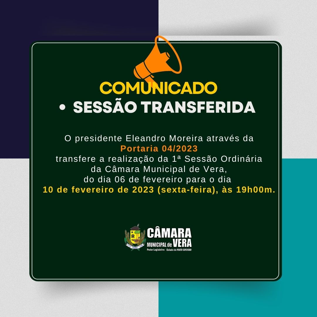 Sessão Ordinária é transferida para sexta-feira